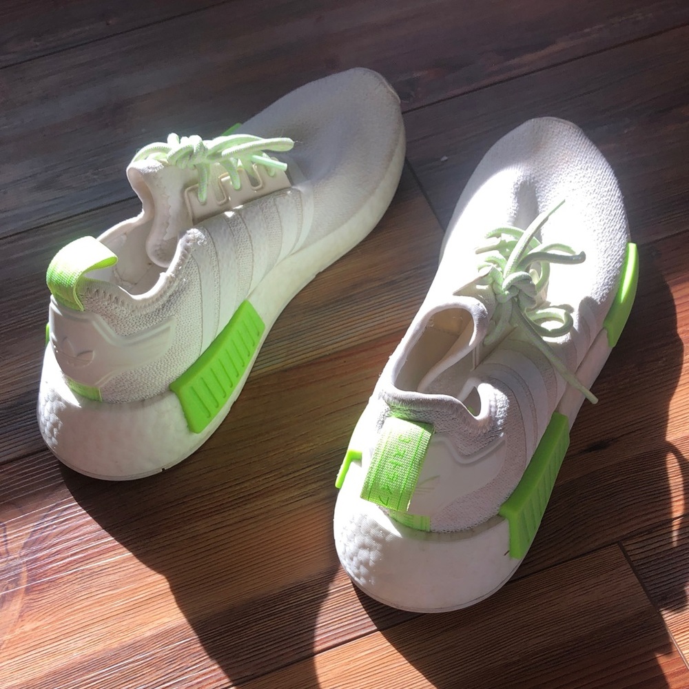 adidas White and Neon Green Sneakers